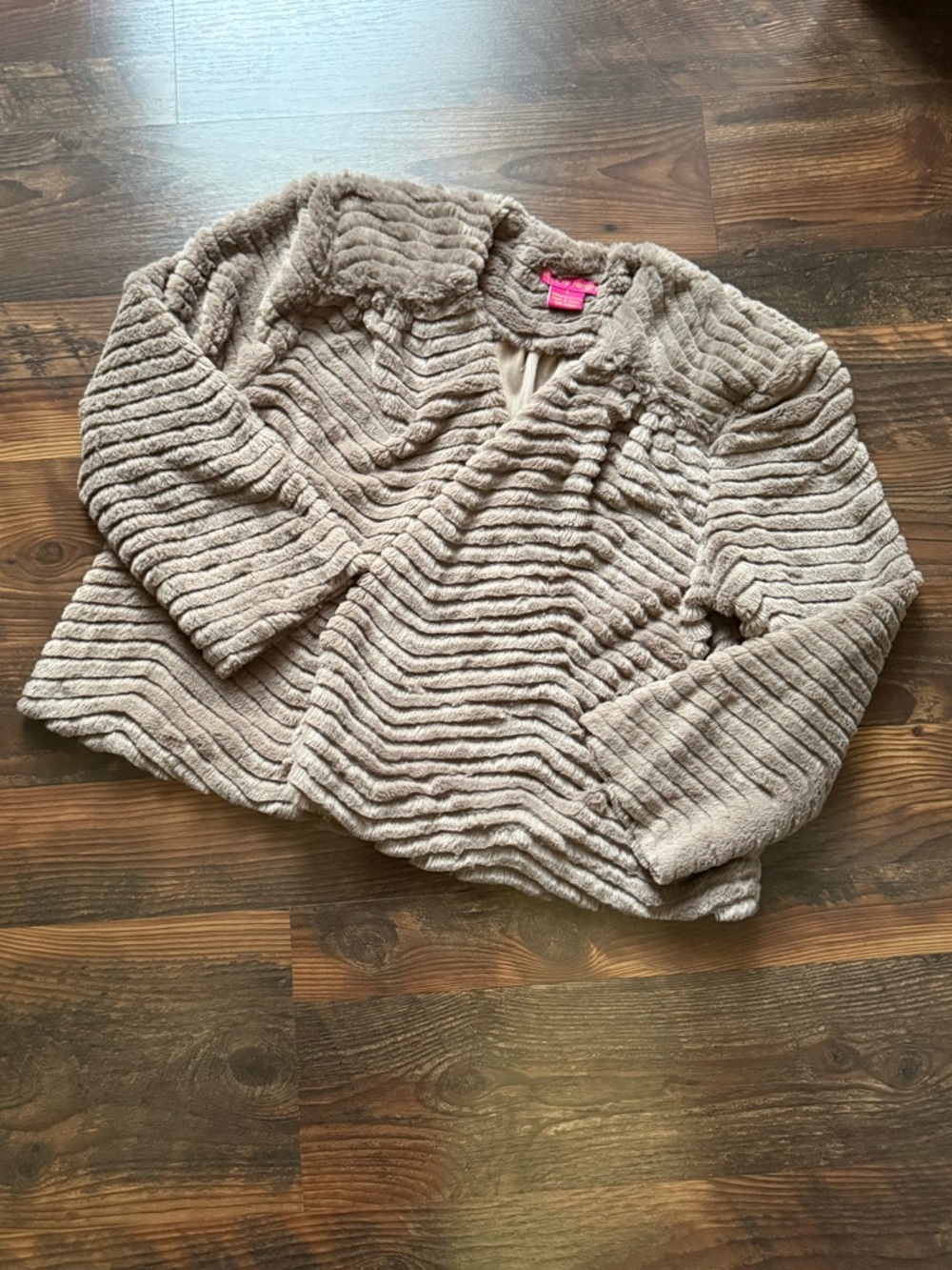 Sunny Leigh Taupe Faux Fur Shrug - Super Soft and Lightweight - Size S